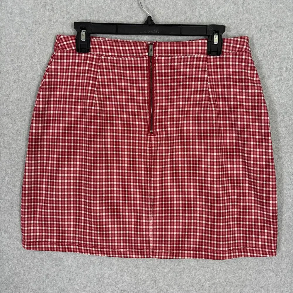 Y2K Hollister Skirt Large Mini Plaid School Academia Cute Girly Cherry‎ Cottage